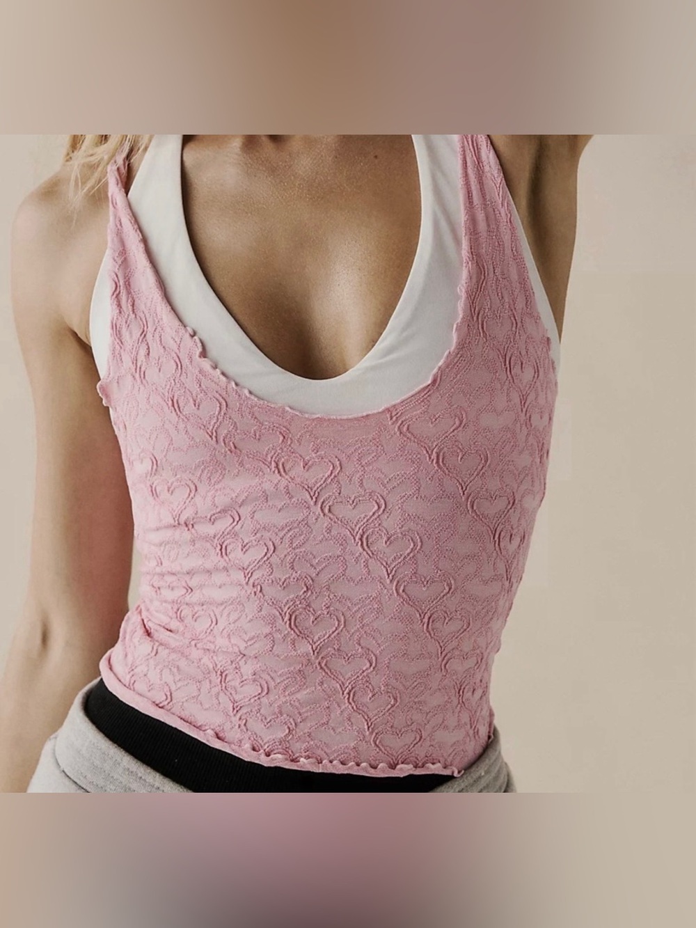New FP Movement by Free People Heart Throb Seamless Cami ~ Pink